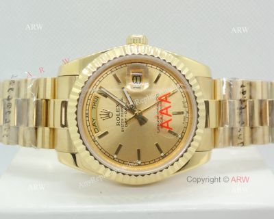 36mm Rolex Day Date Yellow Gold Replica Watches Worldwide Shipping